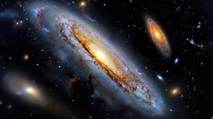 Wall Mural - a spiral galaxy with a bright yellow center