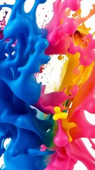 Aufkleber - Colorful oil paints splashing, blending into heart shaped composition, representing artistic emotion video 4k