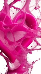 Poster - Pink paint splashing and forming a heart shape, isolated video 4k background, ideal for valentine's day projects