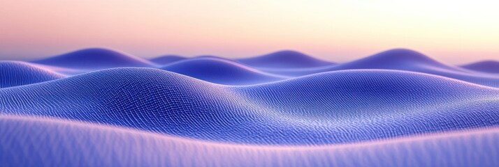 Poster - Textured fabric waves ripple gracefully in shades of purple during dusk under a calming sky