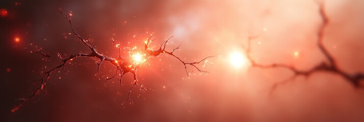 Poster - Colorful depiction of neurons firing with glowing synapses, illustrating brain activity