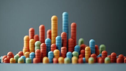 Poster - Abstract Colorful 3D Cylinders Forming a Data Visualization