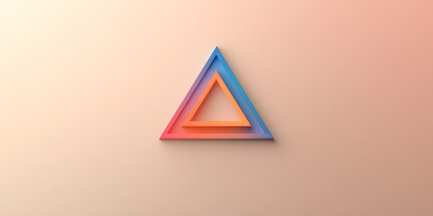 Aufkleber - Abstract geometric design featuring two nested triangles in a gradient of warm and cool colors against a pale background.  A minimalist and modern image.