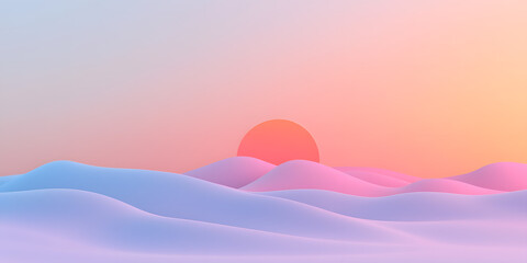 Aufkleber - Pastel sunset over gentle, rolling hills.  Soft, dreamy colors create a serene and calming landscape. Perfect for backgrounds or designs.