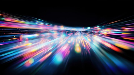 Poster - vibrant multicolored light beams reflect off shiny surface creating lively festive setting. disco li
