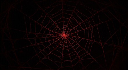 Intricate Red Spiderweb on Black Background Halloween Gothic Nature Texture