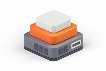 Poster - A 3D rendering of a layered, colorful block structure, possibly representing data storage or a hierarchical system.