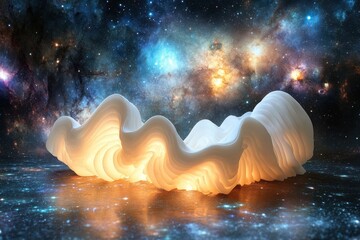 Poster - Glowing abstract design in a cosmic setting with vibrant stars and colors