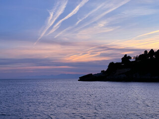 Wall Mural - Calm sea and sunrise sky in early morning.