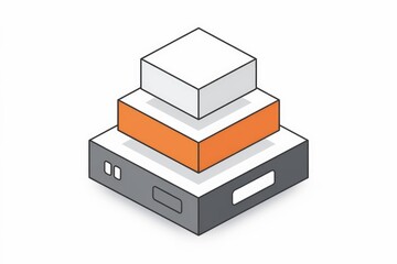 Poster - Three-layered isometric cube illustration representing hierarchy, levels, or stages.
