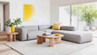 © Claudia Nass - Modern living room with cozy gray sofa and bright accents