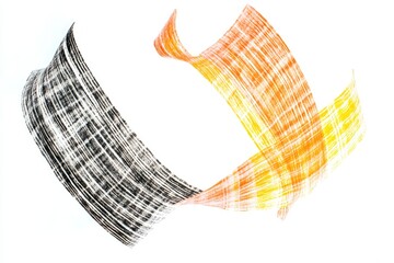 Poster - a hand-drawn illustration of a curved object in black and orange colors