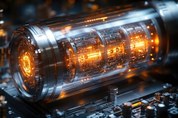 Poster - close-up of a light on a circuit board