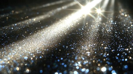 Wall Mural - a single bright light shining on a shiny metal surface, with a reflective glare