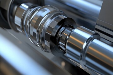 Poster - Close-up shot of a machine with a metal object, suitable for industrial or technical illustrations