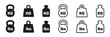 © Passatic - Weight icon. Weight mass vector set. Dumbbell isolated sign. Kg mass icon. Lb pound sign. Isolated weight set. Line design