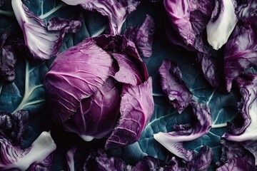 Sticker - A close-up shot of a bunch of purple cabbage, ideal for food or health-related uses