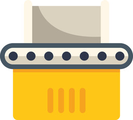 Poster - conveyor belt system is moving a box in a warehouse, representing logistics and distribution