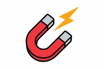 Poster - A powerful red horseshoe magnet with a lightning bolt, symbolizing attraction and energy.