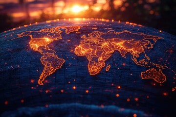 Poster - A world map displayed on a globe