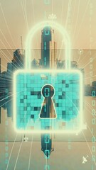 Poster - cyber security and alteration data protection on digital platform . graphic interface showing secure