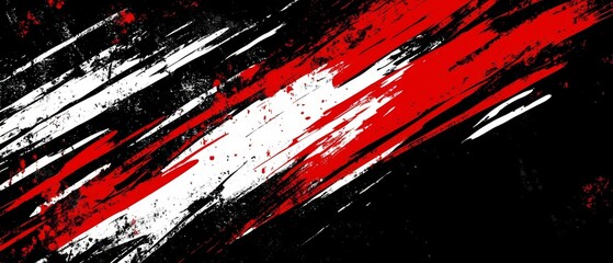 Poster - This vibrant design features bold red and white brush strokes on a dark black background, conveying energy, contemporary style, and a unique aesthetic appeal that captures the eye