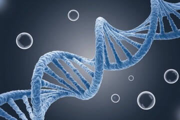Poster - A 3D rendering of a DNA double helix, showcasing its intricate structure and the complexity of genetic information.