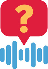 Poster - Colorful vector icon of a voice assistant listening to a question with sound waves and a speech bubble