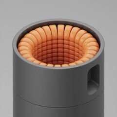 Poster - A close up of a cylindrical object with an orange  textured interior.