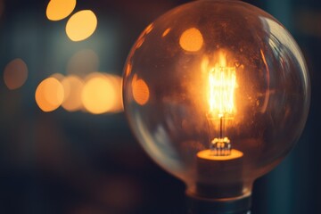 Poster - A close up shot of a light bulb with a blurry background