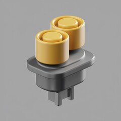 Poster - A 3D rendered image of a small black device with two yellow buttons.