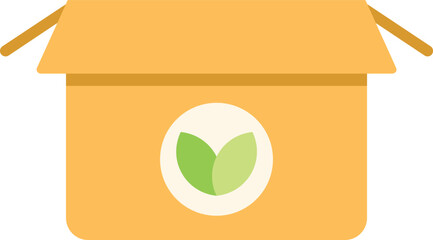 Poster - open cardboard box with a green leaves logo, symbolizing eco friendly shipping and sustainable packa