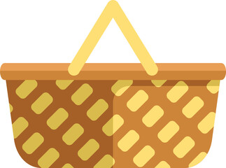 Poster - classic wicker picnic basket with a sturdy handle, perfect for carrying food and drinks on a relaxin