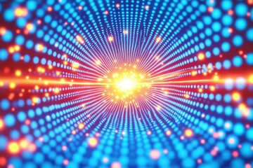Poster - A vibrant blue and red background with a starburst design