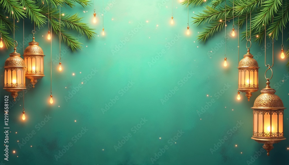 Islamic background green design for Ramadan Kareem Vector Template ...