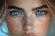 © Ева Поликарпова - A close-up photo of a woman's face showing freckles