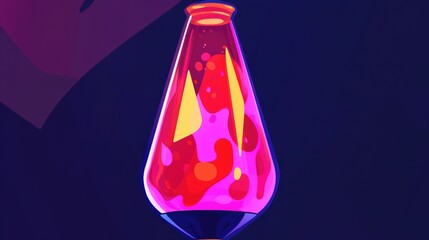 Poster - A bright glowing lava lamp on a dark black background, perfect for use in design and photography projects