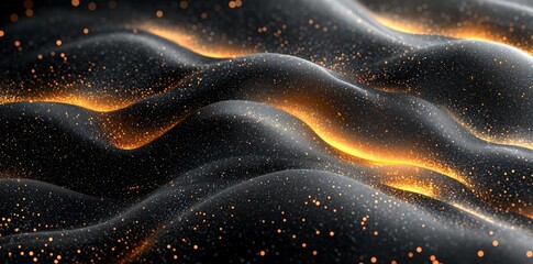 Poster - Abstract black wallpaper adorned with golden line elements
