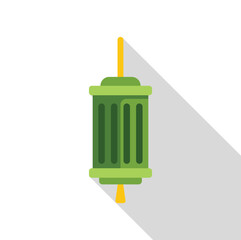 Poster - cylindrical green electric fuse with metal contacts hanging, ensuring safety and protection for elec