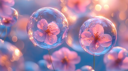 Poster - a pc desktop wallpaper with flying bubbles set against a vibrant background, following a 16:9 aspect