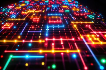 Poster - A close-up of a computer screen with many colored lights on, used for presentations or tech displays