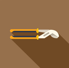 Poster - slip joint pliers icon in flat style with long shadow on brown background representing construction,