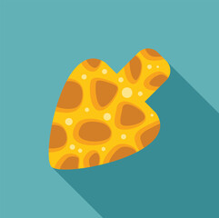 Poster - abstract spotted yellow arrow pointing up and right with long shadow on a turquoise background