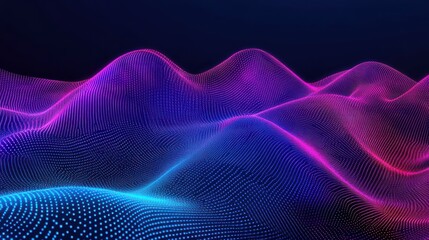 Poster - Vibrant Neon Waves with Futuristic Technology Elements