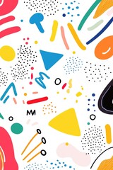 Poster - a vibrant and playful design featuring various shapes and patterns on a white background