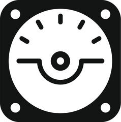Poster - simple black and white analog voltmeter gauge icon indicating electrical voltage