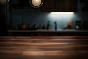 Poster - A simple wooden table with a lamp on top, great for everyday use or as a decorative piece