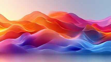 Poster - wallpaper with undulating shapes in a vibrant gradient
