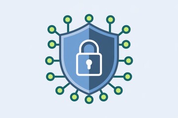 Poster - A secure network is depicted by a shield with a padlock, symbolizing data protection and online safety.