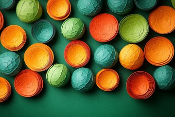 Poster - An abstract vibrant color curve background with a creative graphic wallpaper featuring orange, yellow, and green elements, evoking a sense of dynamic movement and space, with detailed bending plastic